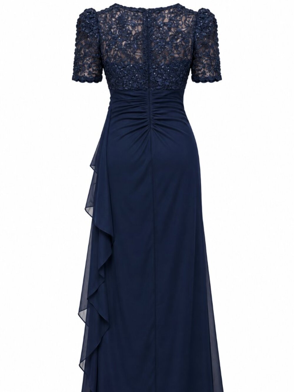 Alex Evenings Petite Navy Rosette Sequin Formal Gown 12P NWT - Picture 6 of 6